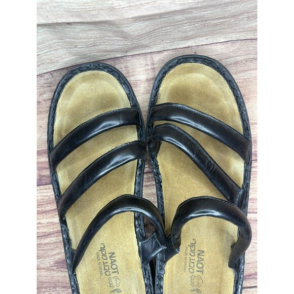 NAOT Sandals Black  Leather Sandal Israel Made Womens Size 42 US 11-11.5 - Picture 4 of 7